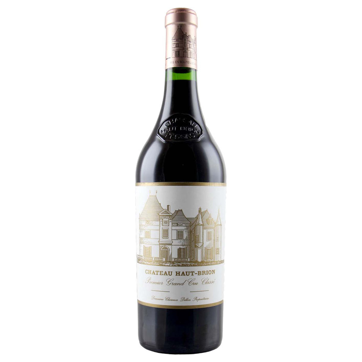 Château Haut-Brion Pessac-Léognan OWC1, volledige vrijstaande fles op wit vierkant beeldvlak