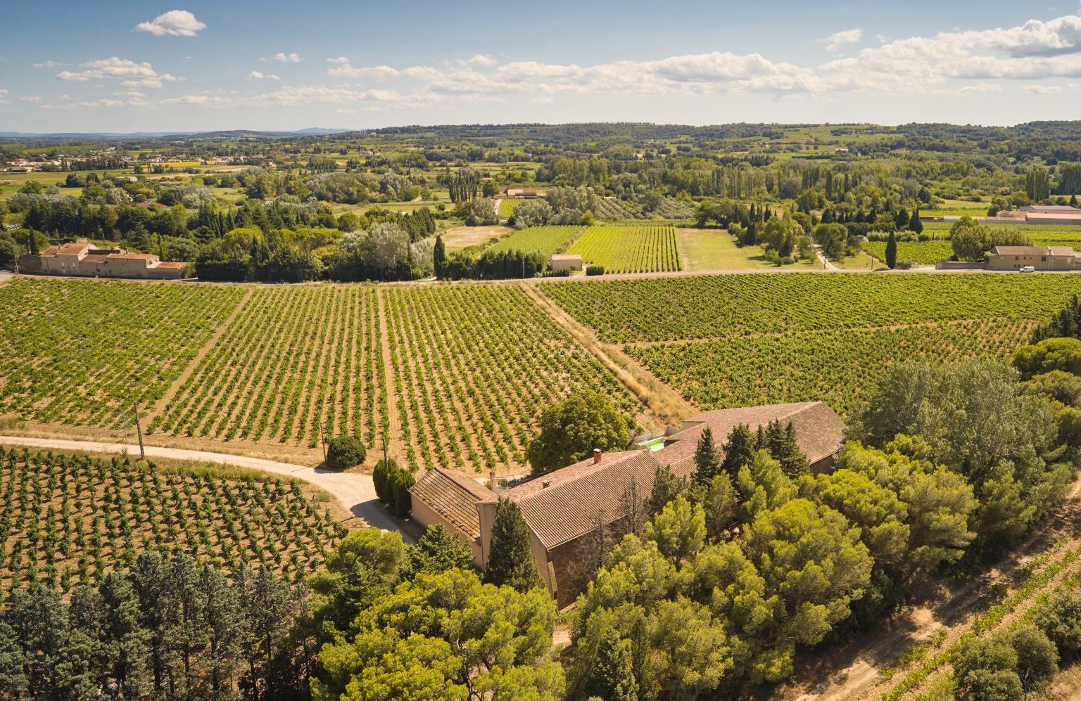 Domaine de Panisse temidden van de wijnranken