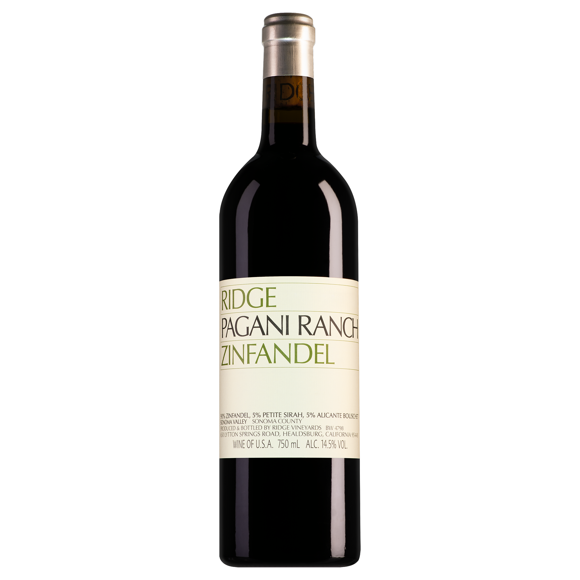 Ridge Sonoma Valley Pagani Ranch Zinfandel