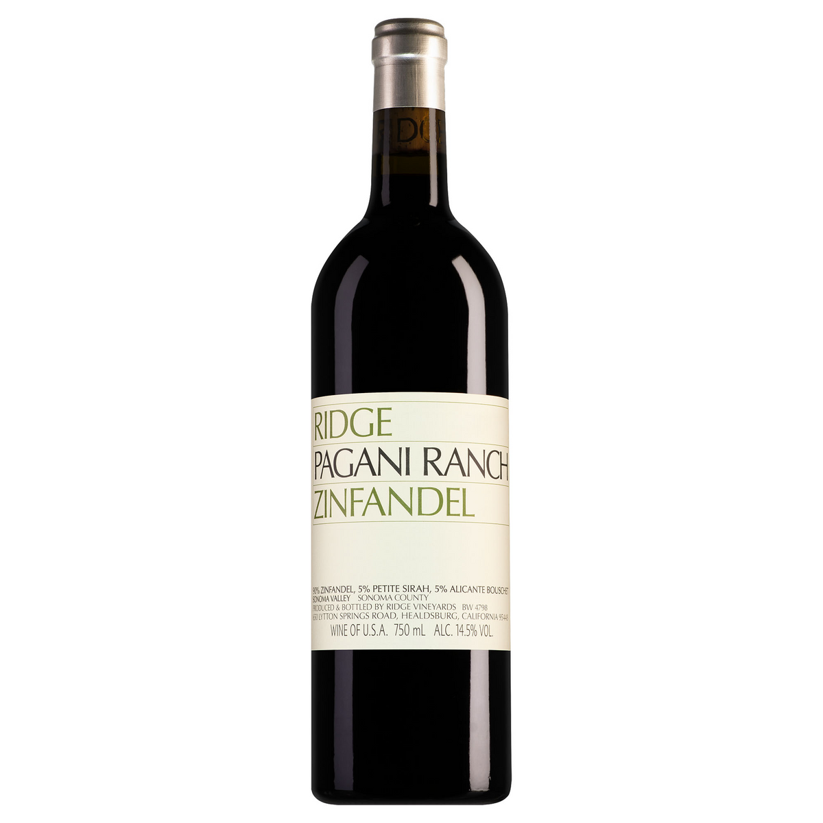 Ridge Sonoma Valley Pagani Ranch Zinfandel
