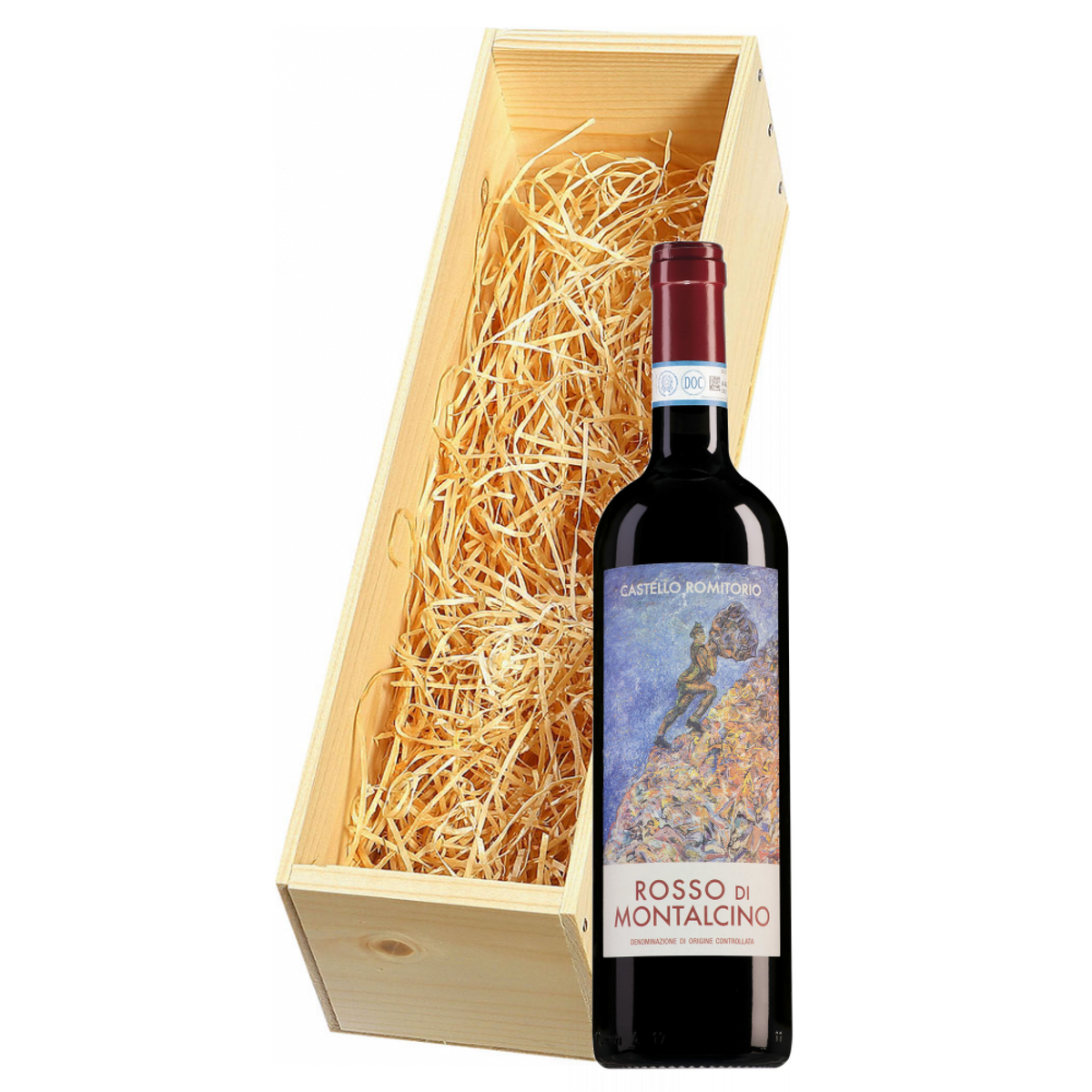 Wijnkist met Castello Romitorio Rosso di Montalcino
