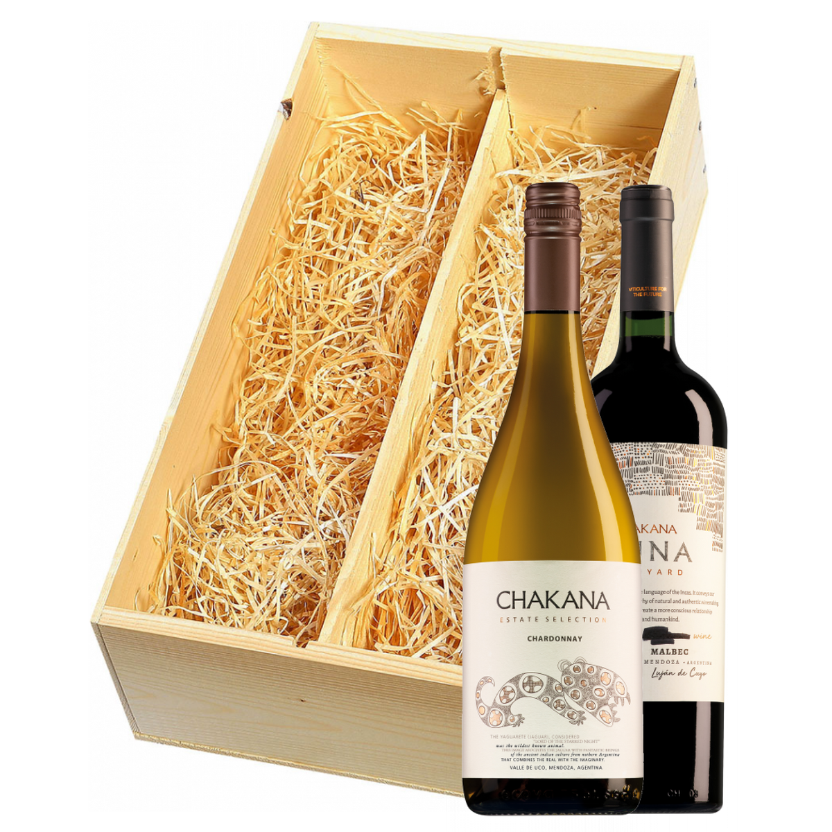 Wijnkist met Chakana Estate Selection Chardonnay en Chakana Nuna Malbec