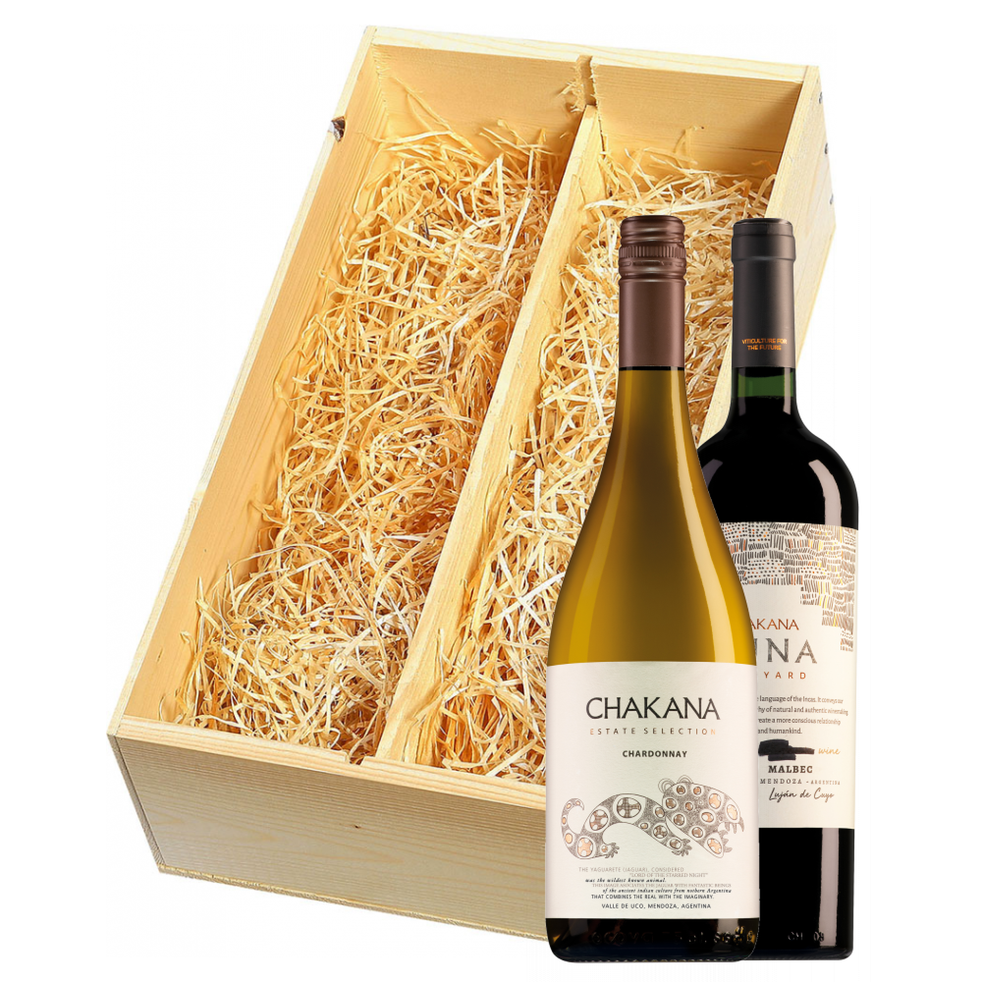 Wijnkist met Chakana Estate Selection Chardonnay en Chakana Nuna Malbec