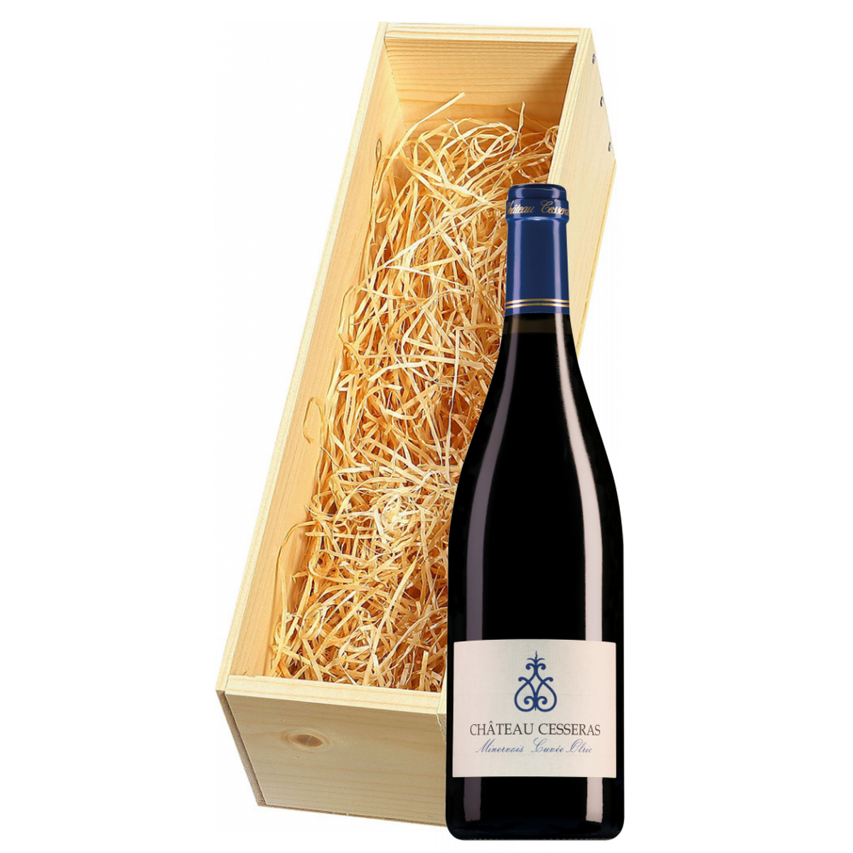 Wijnkist met Château Cesseras Minervois Cuvée Olric