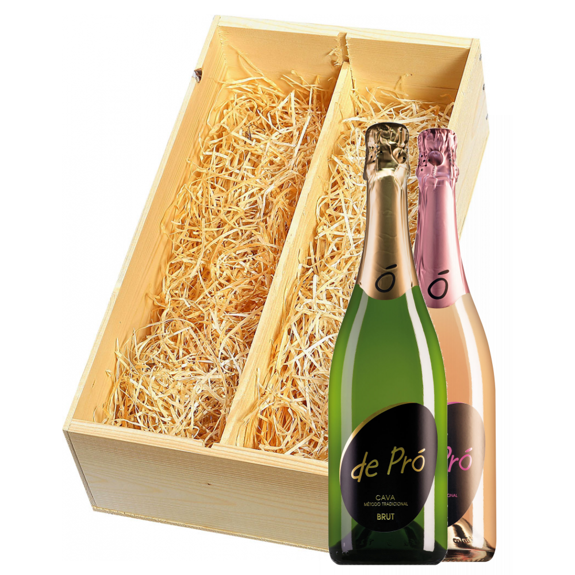 Wijnkist met De Pró Cava Brut en Brut rosé 