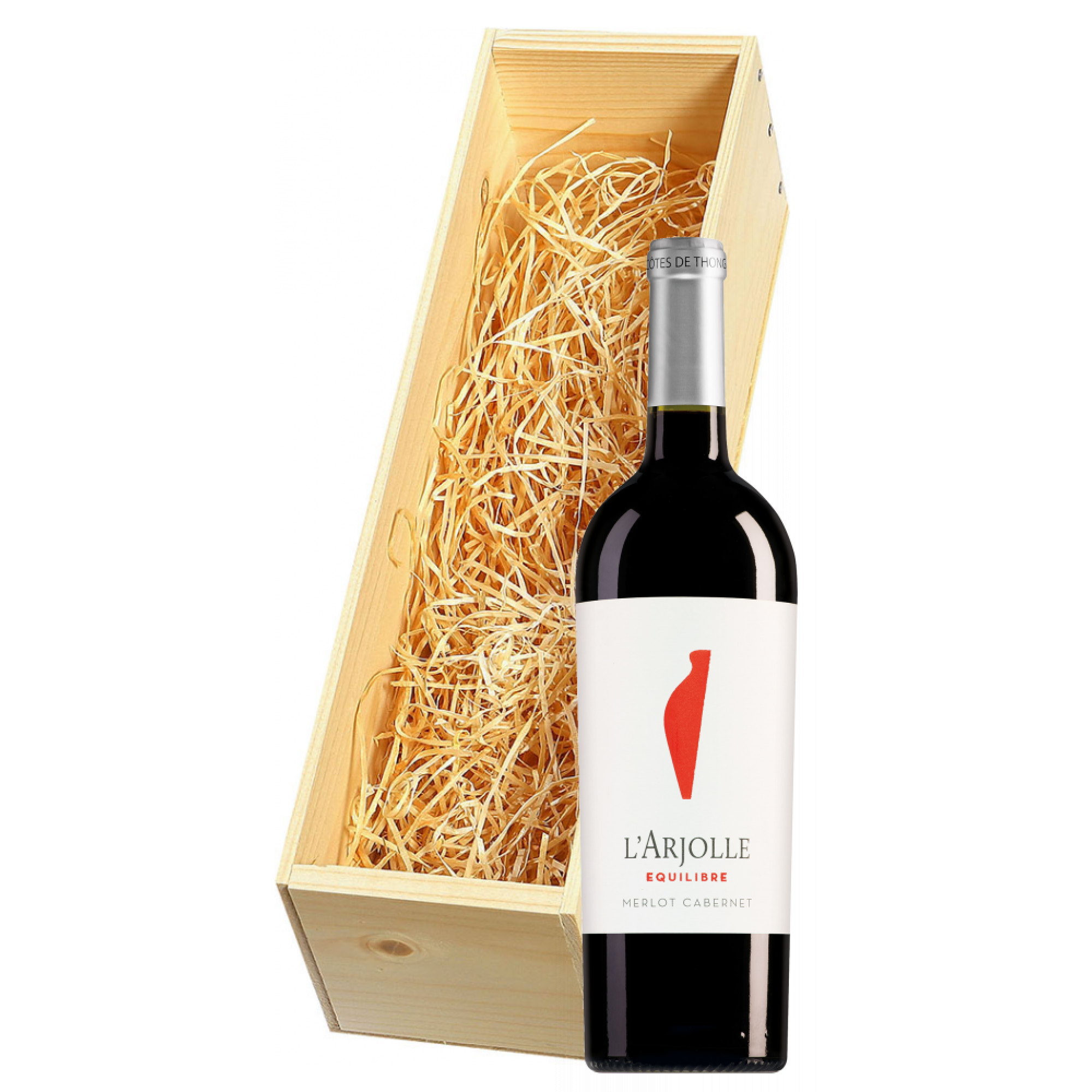 Wijnkist met Domaine de l'Arjolle Cotes de Thongue Equilibre Merlot-Cabernet Sauvignon