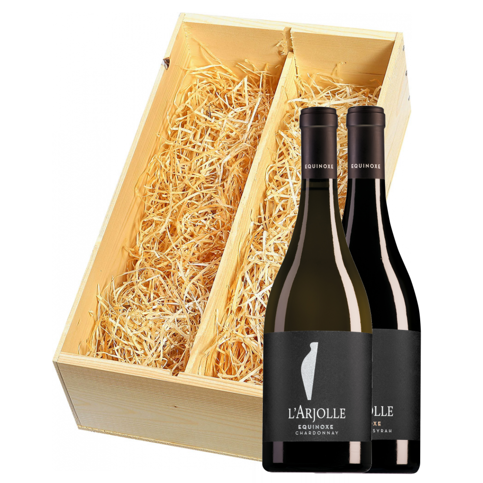 Wijnkist met Domaine de l'Arjolle Côtes de Thongue Equinoxe Chardonnay  en Cabernet-Syrah
