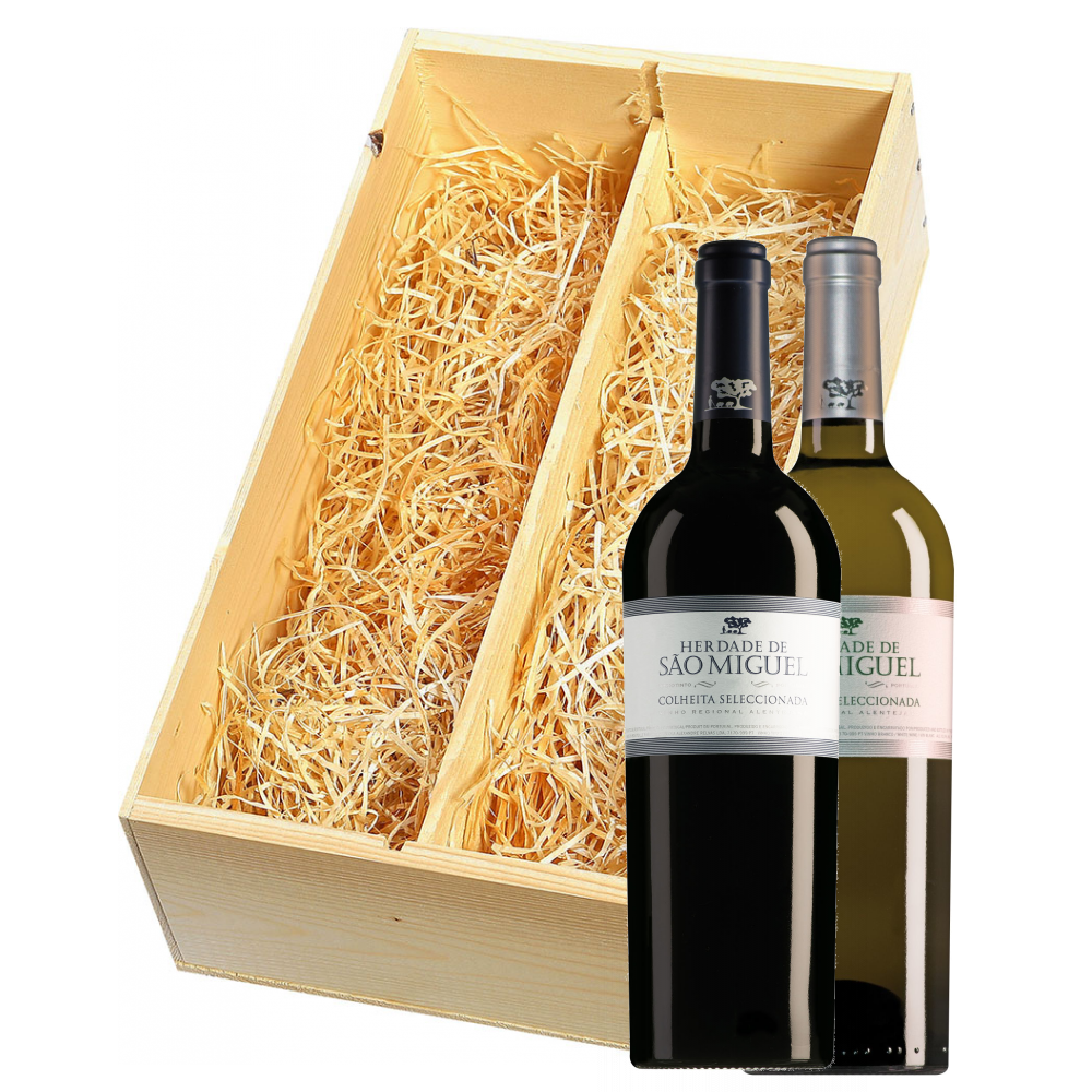 Wijnkist met Herdade de São Miguel Alentejano Colheita Seleccionada Branco en Tinto