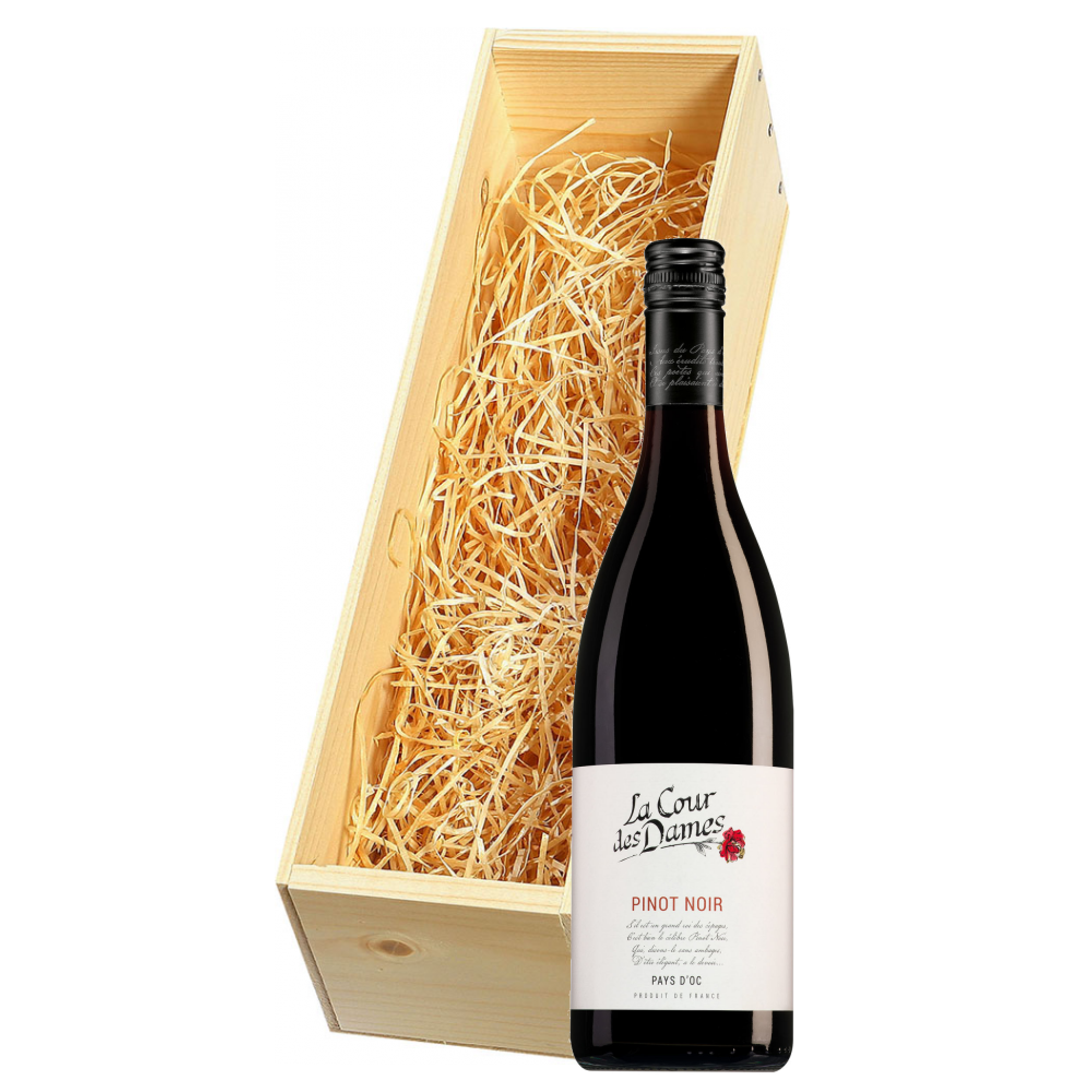 Wijnkist met La Cour des Dames Pays d'Oc Pinot Noir
