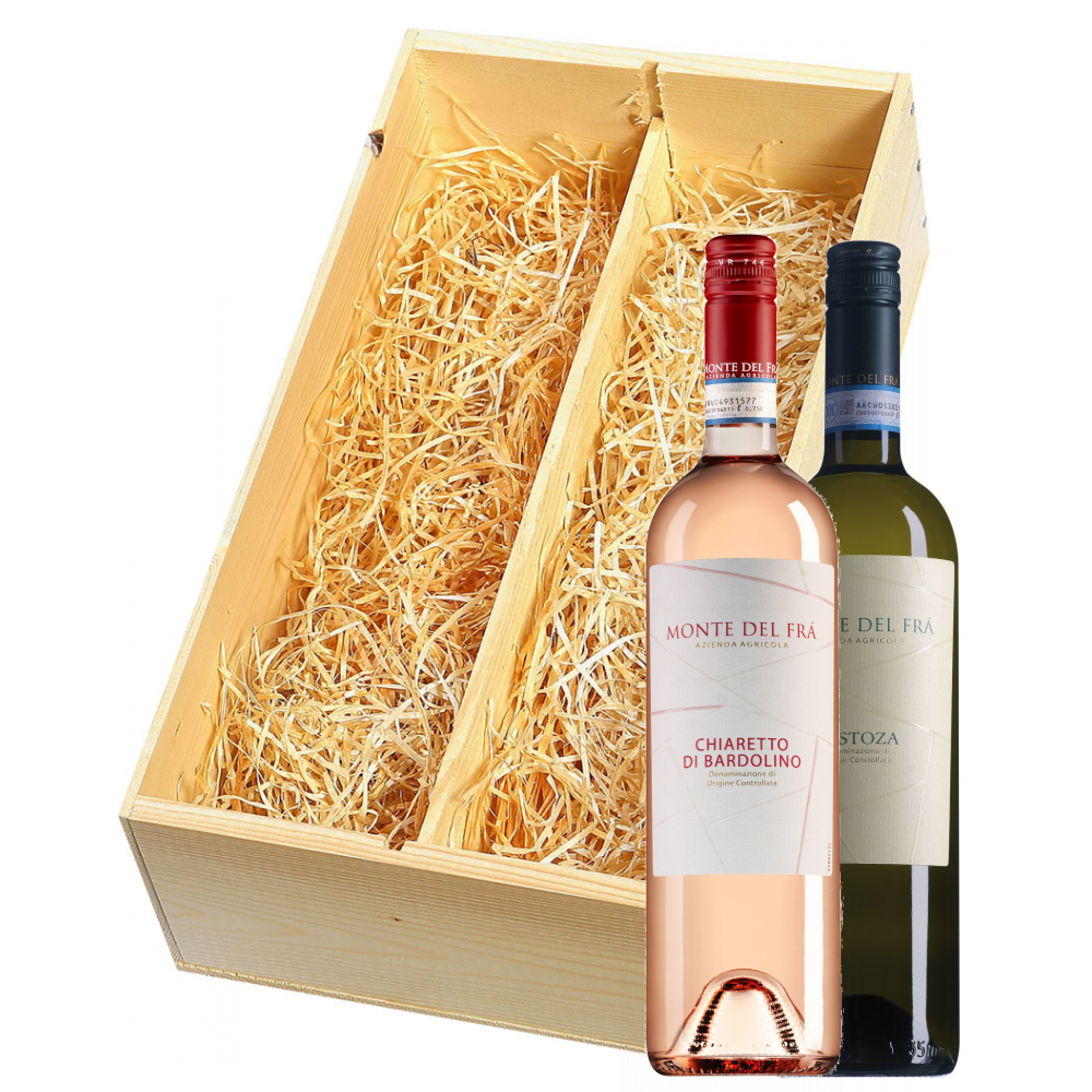 Wijnkist met Monte del Frà Custoza en Bardolino Chiaretto 