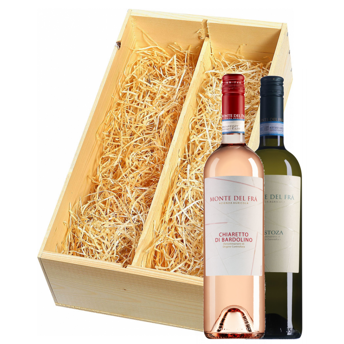 Wijnkist met Monte del Frà Custoza en Bardolino Chiaretto 