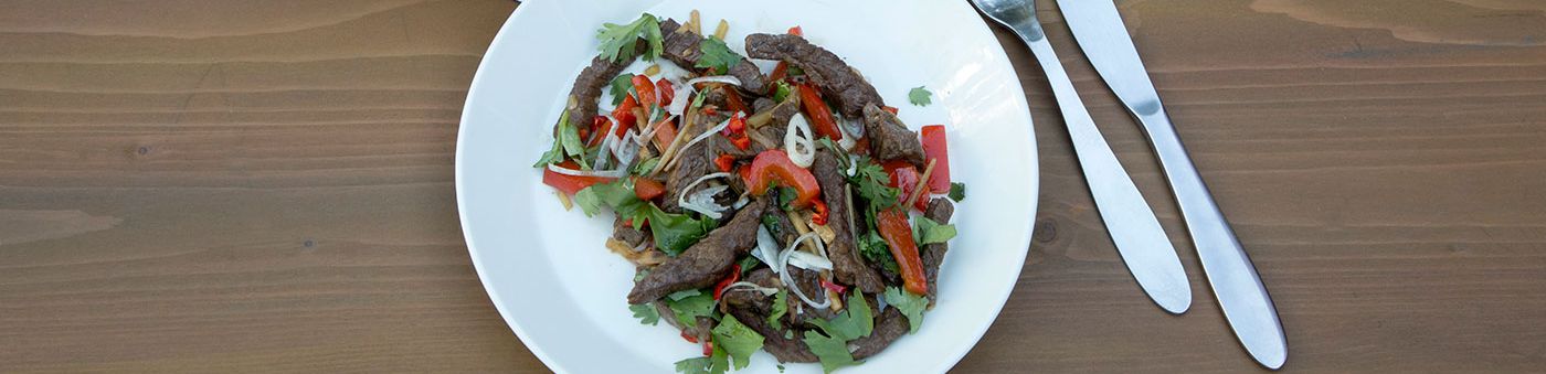 Biefstukreepjes met Oosterse saus 	