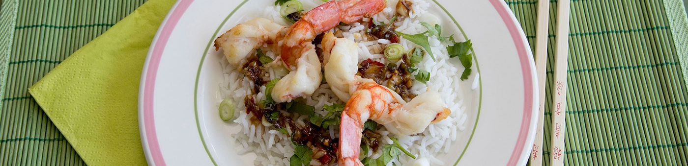 Rijst met ‘spicy shrimps’
