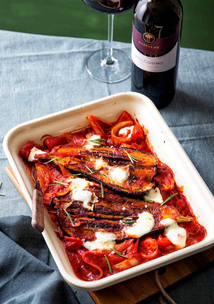 Aubergines uit de oven met tomatensaus
