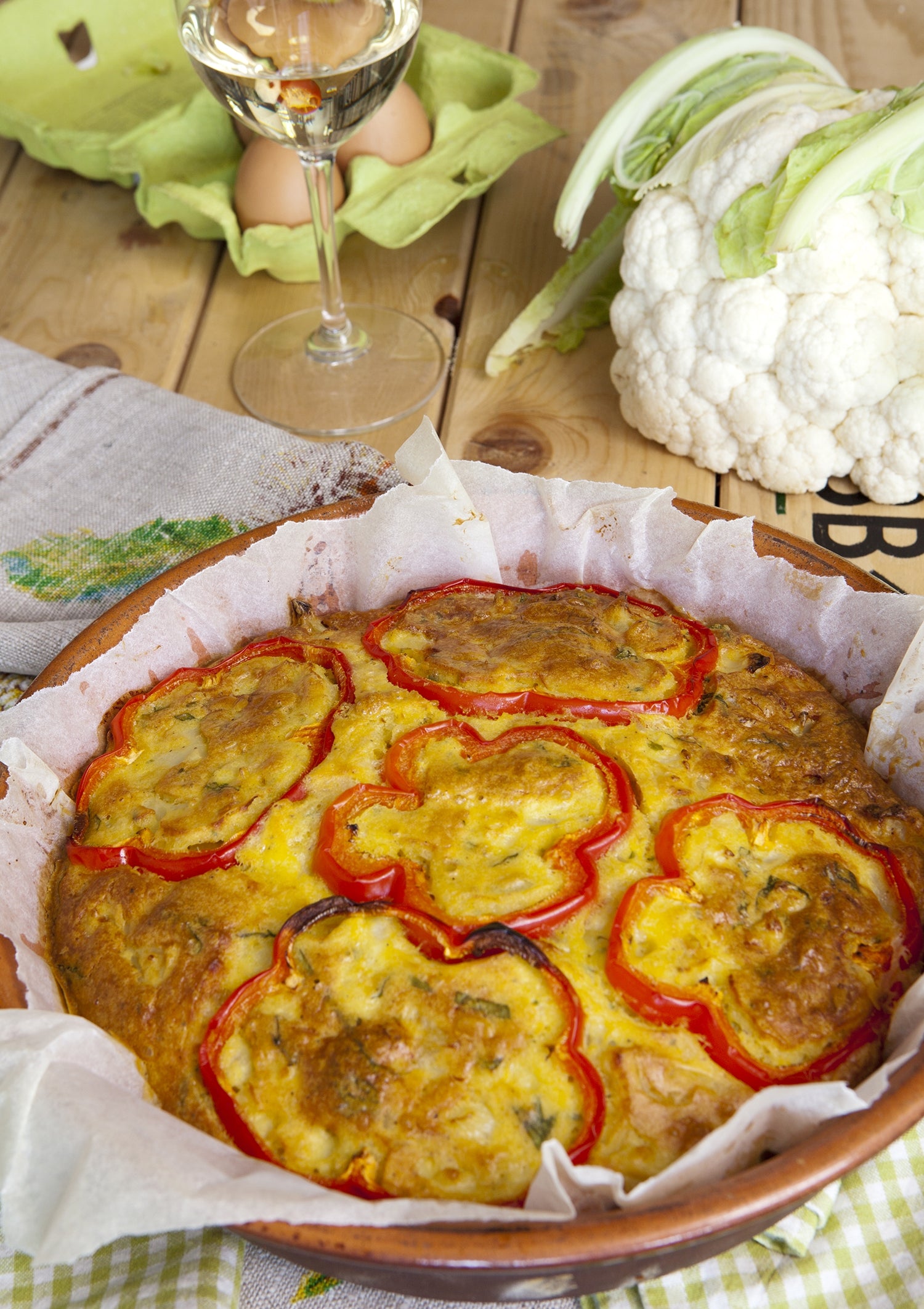 Bloemkooltaart met paprika