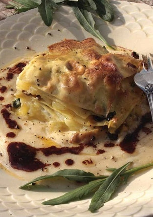 Lasagne met aardappel en gorgonzola