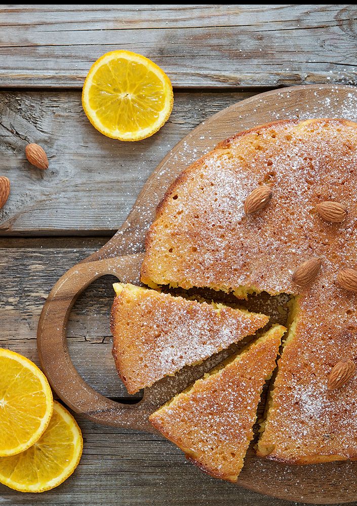 Sinaasappel-amandel-oranjebloesemcake
