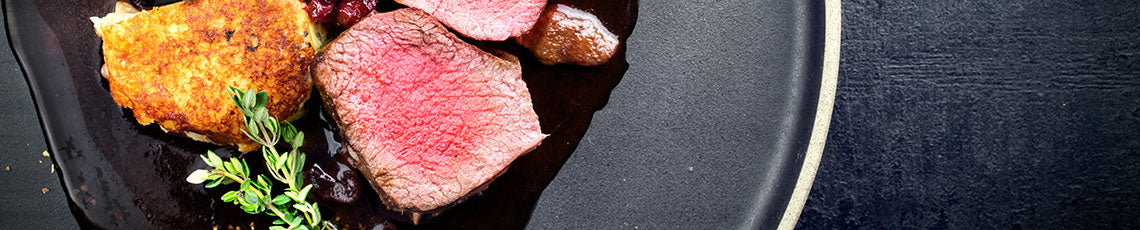hertenbiefstuk met chocoladesaus